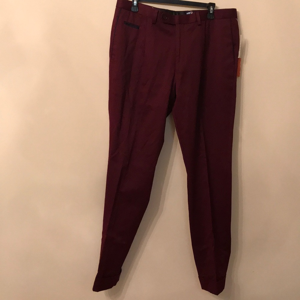 TALLIA Burgundy Slim Fit Trousers Men’s Size 36